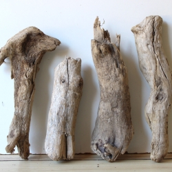 Treibholz Schwemmholz Driftwood 4 knorrige Hölzer  27-39 cm 