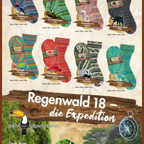 Opal Regenwald 18, 4-fädige Sockenwolle, Farbe 11206