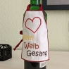 Flaschenschürze Wein Weib Gesang Stickdatei 3 Versionen 12x15cm 