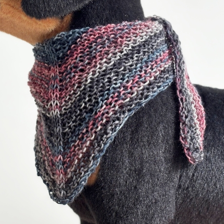 Hundetuch Grau Rosa Dreiecktuch Handarbeit ca 20 x 90 cm