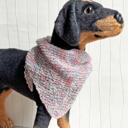 Hundetuch Rosa Hellblau Halstuch für Hunde handgestrickt 