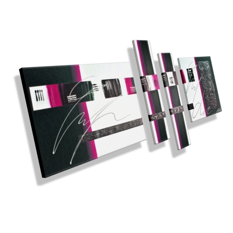 MK1 Art Bild Leinwand Abstrakt Kunst Malerei Acrylbild pink