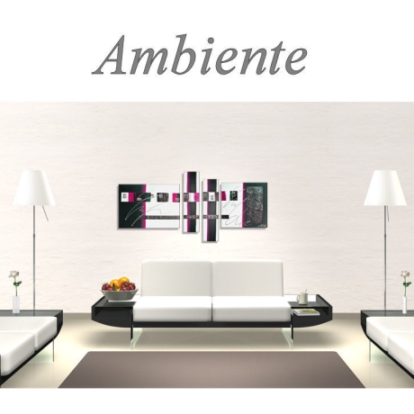 MK1 Art Bild Leinwand Abstrakt Kunst Malerei Acrylbild pink