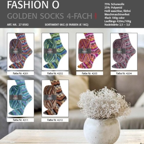 PRO LANA Fashion O, 4-fädige Sockenwolle, Fb. 4201