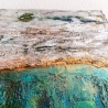 Mixed-Media abstrakt Acrylbild 3D-Effekt Metalicfarben grün blau