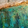 Mixed-Media abstrakt Acrylbild 3D-Effekt Metalicfarben grün blau