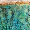 Mixed-Media abstrakt Acrylbild 3D-Effekt Metalicfarben grün blau