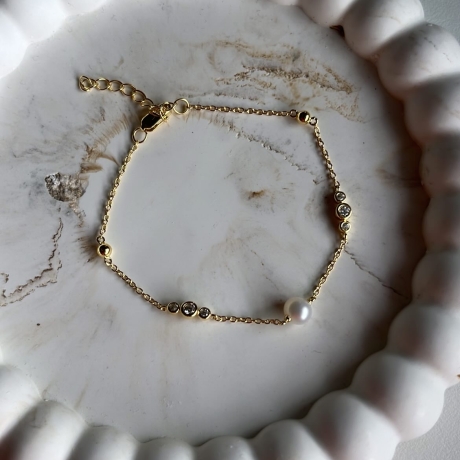 Marigria Jewelry - Perlenarmband Silber vergoldet