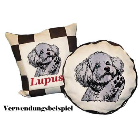 NEU Stickdatei Applikation Pudel Farly 