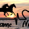 Aufkleber Herzlinie Heartbeat Pferd 2 Pferde
