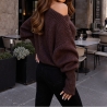 Off Shoulder oversize Strickpullover schulterfrei braun S M L XL