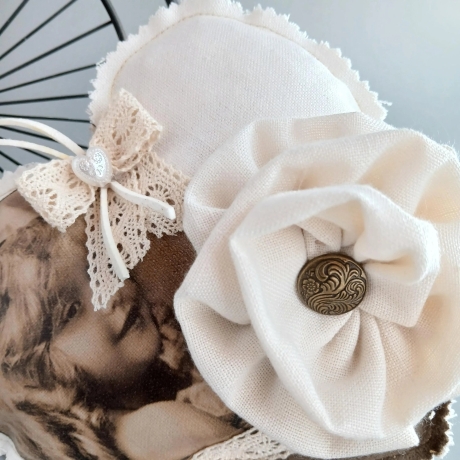 1 Deko Herz aus Stoff Shabby Chic Anhänger