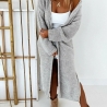 Oversize Strickmantel lang Strickjacke Cardigan in Hellgrau S M L