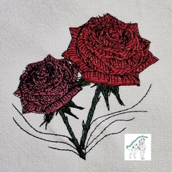 zwei Rosen - 9,5 x 9,4 cm