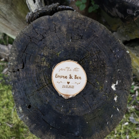 Magnet Astscheibe Holz Set | Save The Date | Hochzeit Einladung