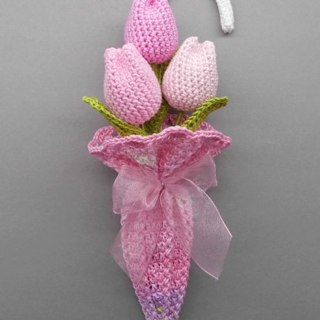 Häkelanleitung Blumen Tür Dekoration Tulpen im Regenschirm