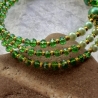 Armreifen grün & gold Schmuck 3-Reihig Perlen-Armband Spiralarmba