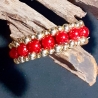 Kinder-Armband Rot & golden Handarbeit Kinder-Schmuck elastisch