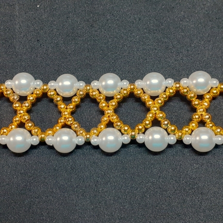 Perlen-Armband „goldene & weiße Perlen“ Mode-Schmuck Armreifen 