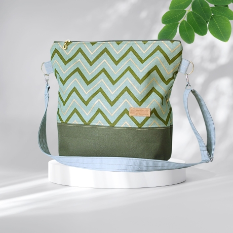 Umhängetasche Damen(grün/gold/Handtasche/Schultertasche/Foldover