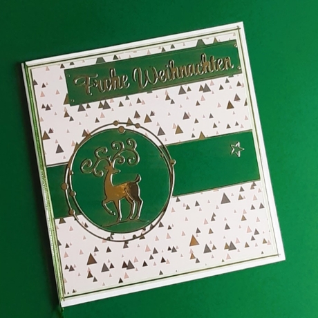 Weihnachtskarte frohe Weihnachten Festtag-Karte Grün & Gold 15 cm