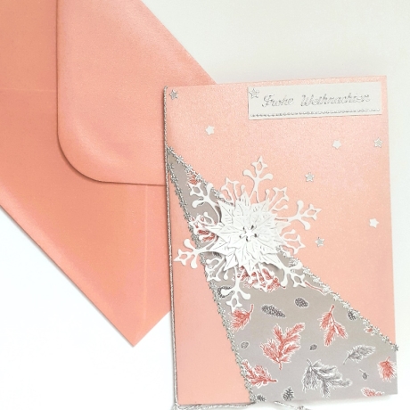 Weihnachtskarte frohe Weihnachten Festtag-Karte Rosa & silbern
