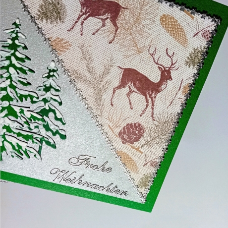 Weihnachtskarte frohe Weihnachten Festtags-Karte Grün mit Rehen
