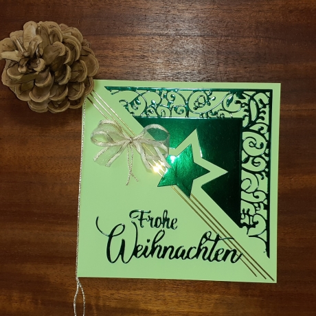 Weihnachtskarte frohe Weihnachten Grün-Metallic Gold Heilig Abend