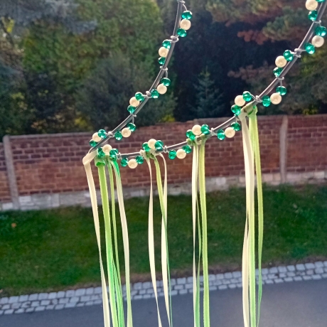 Sonnenfänger Mond Grün, Perlen Wandschmuck Wohndeko Suncatcher 