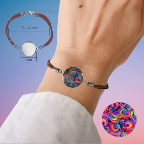 Elegantes Armband Braun Größenverstellbar mit Motivstein