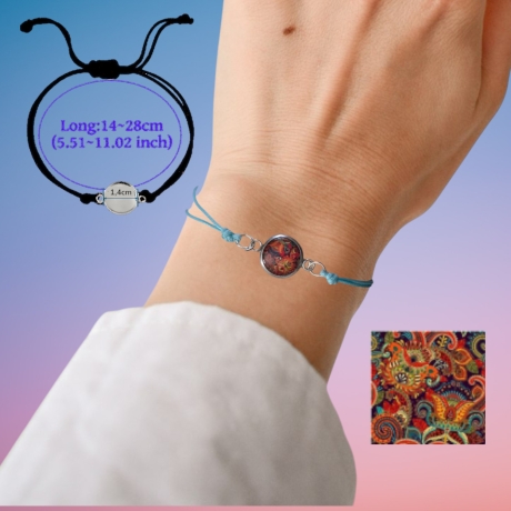 Dünnes Armband mit Motivstein hellblau