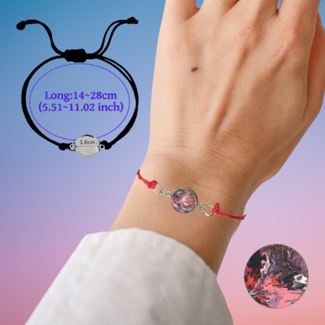 Dünnes Armband mit Motivstein rot