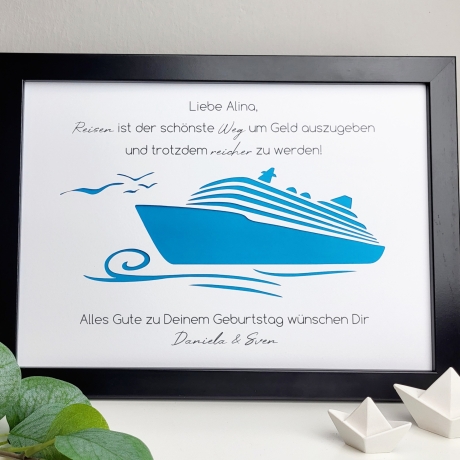 personalisiertes Geldgeschenk zum Geburtstag - Motiv Kreuzfahrt