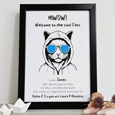 personalisiertes Geldgeschenk zur Jugendweihe - Motiv Cool Cats