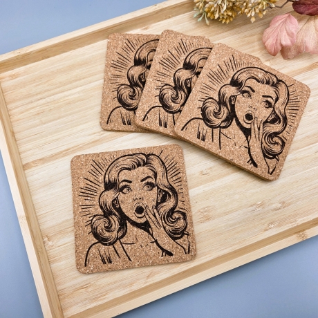 gravierter Korkuntersetzer Lady oh