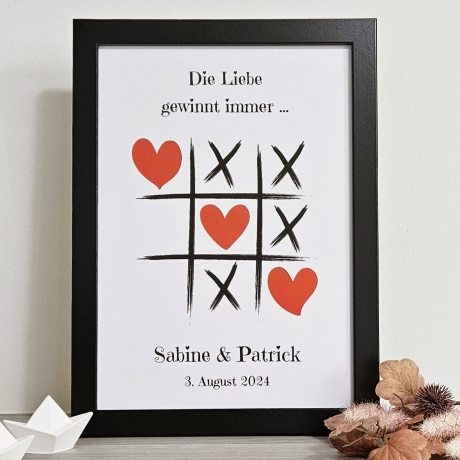 personalisiertes Geldgeschenk - Tic Tac Toe - zur Hochzeit
