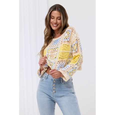 Boho Crop Häkel Spitze Top Bohemian Cut out Bluse Stickerei S-L