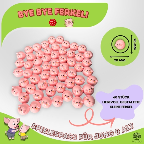 Weg mit dem Ferkel! – Lustiges Holz Würfelspiel 60 Schweinchen 