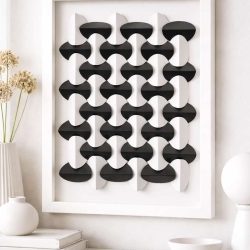 3D-Wandbild 30x40 cm | Papierkunst | Schwarz-Weiß | Handmade