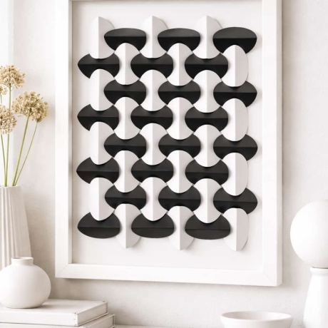 3D-Wandbild 30x40 cm | Papierkunst | Schwarz-Weiß | Handmade