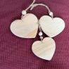 Holzherzen 3-er SET mit Juteschnur und Holzkugel – natürlich
