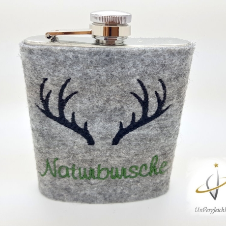 Flachmannhülle * Platzhirsch * Hülle Flachmann Filz Jäger