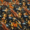Stoff Baumwolle Jersey abstrakt Herbstlaub Blumen orange rost