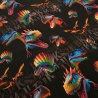 Stoff Baumwolle French Terry Dinos Dinosaurier T-Rex braun bunt
