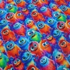 Stoff Baumwolle French Terry Monster blau orange rot grün bunt