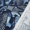 Stoff Baumwolle Jersey abstrakt Patchwork Dynamic jeans blau