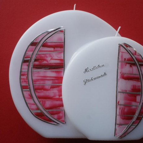3013 Doppelte Geburtstagskerze rot/silber