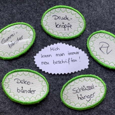 Beschreibbare Aufkleber Herz 12x Stickdatei einzeln und mehrfach