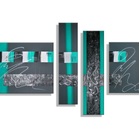 MK1 Art Bild Leinwand Abstrakt Kunst Malerei Acrylbild türkis