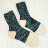 Yogasocken Petrol Schwarz Rippenmuster Handarbeit Größe 36-39